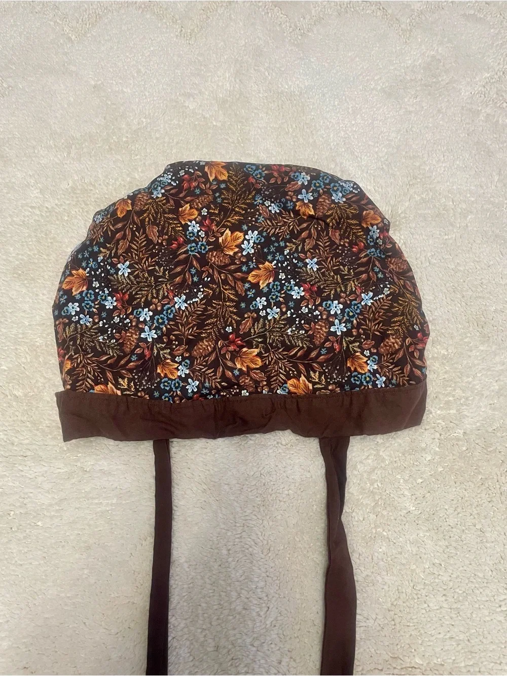 Bonnet Surgical Scrub Cap Handmade Fall Floral | Like New Tie Back